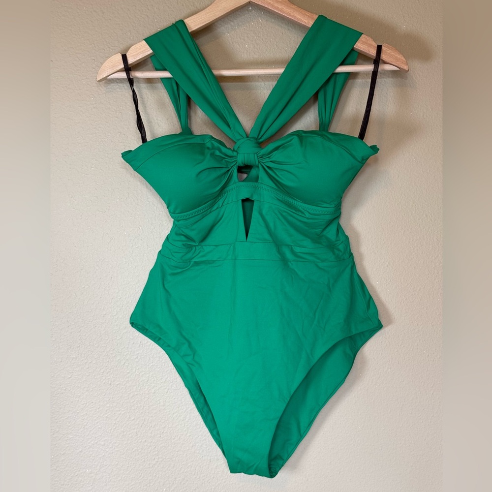 BECCA Green Convertible Bandeau One-Piece NWT Medium - Picture 2 of 7